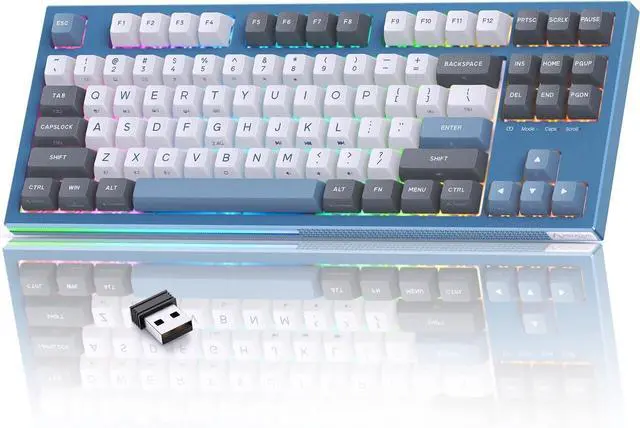 Main image of KEMOVE K87 Wireless TKL Mechanical Gaming Keyboard, Hot-swappable, RGB Backlit, Programmable, Bluetooth/2.4GHz/USB-C, 80% 87 Keys Compact Keyboard with Fast Silver Switch for Windows/Mac/Linux