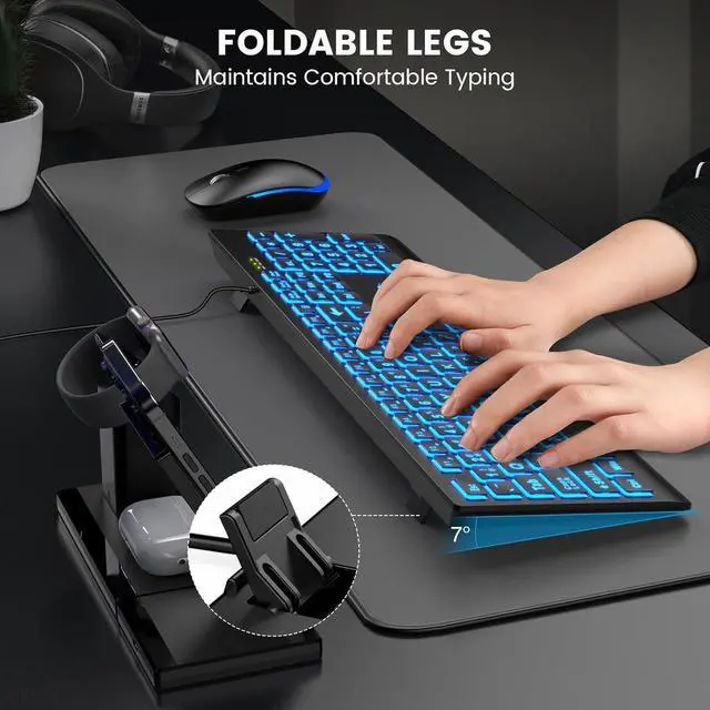 Alt view image 4 of 7 - SABLUTE Large Print Backlit Keyboard, Wired USB Lighted Computer Keyboards with 7-Color & 4 Modes Backlit, Oversize Letters Keys Easy to See and Type, Keyboard Compatible for PC, Laptop