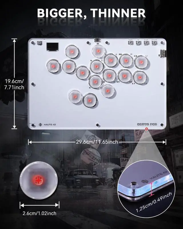 Alt view image 2 of 7 - Sehawei Haute42 Arcade Stick 16Keys All-Button Gamerfinger with Turbo Functions & Custom RGB,Arcade Controller Street Fight for PC/Ps3/Ps4/Switch/Steam Game Keyboard-Supports Hot Swap & SOCD
