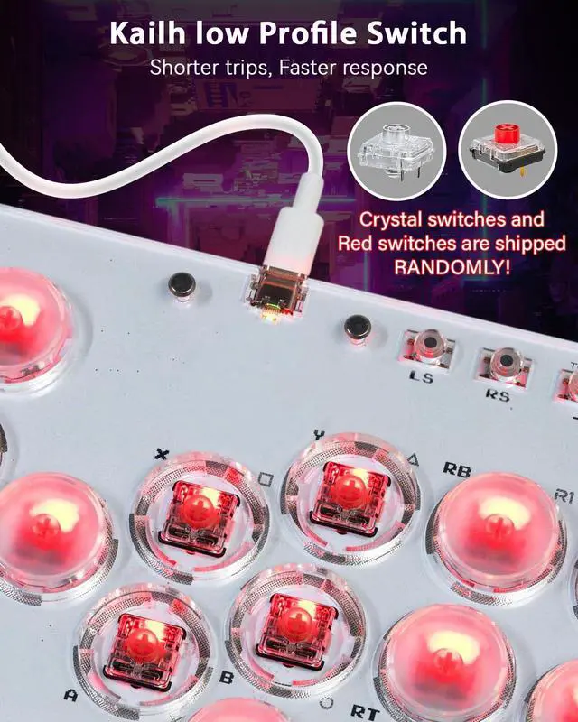 Alt view image 3 of 7 - Sehawei Haute42 Arcade Stick 16Keys All-Button Gamerfinger with Turbo Functions & Custom RGB,Arcade Controller Street Fight for PC/Ps3/Ps4/Switch/Steam Game Keyboard-Supports Hot Swap & SOCD