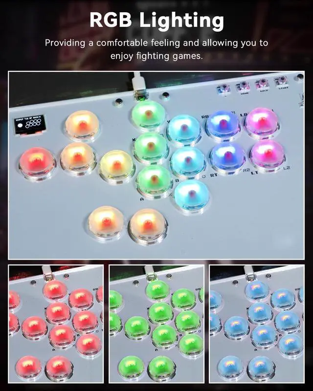 Alt view image 4 of 7 - Sehawei Haute42 Arcade Stick 16Keys All-Button Gamerfinger with Turbo Functions & Custom RGB,Arcade Controller Street Fight for PC/Ps3/Ps4/Switch/Steam Game Keyboard-Supports Hot Swap & SOCD