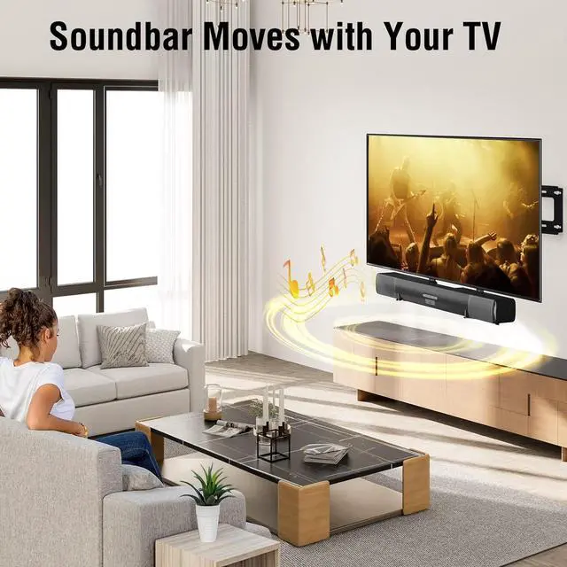 Alt view image 2 of 7 - ELIVED Soundbar Mount Under TV, Sound Bar TV Mounting Bracket with 6.5" Holders Swivel to fit Various Soundbar with/Without Holes, 17.7" Vertical Bracket, 15 Lbs, YD5011