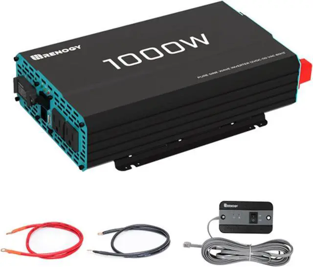 Main image of Renogy 1000W Pure Sine Wave Inverter 12V DC to 120V AC Converter for Home, RV, Truck, Off-Grid Solar Power 110V with Built-in 5V/2.1A USB Port, Hardwire Remote Controller