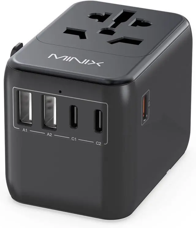 Main image of MINIX Universal Travel Adapter, International Power Plug Adapter Max 35W 3 USB C 2 USB A Ports, All-in-One Worldwide Wall Charger for USA EU UK AU up to 180+ Countries.