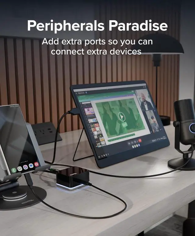 Alt view image 6 of 7 - Plugable USB-C Wired Cube Mini Docking Station - Compact HDMI, Gigabit Ethernet, and 3 USB Ports - Works with USB-C, USB4, and Thunderbolt, MacBook, Windows, Chromebook - No Host Charging