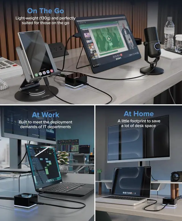 Alt view image 7 of 7 - Plugable USB-C Wired Cube Mini Docking Station - Compact HDMI, Gigabit Ethernet, and 3 USB Ports - Works with USB-C, USB4, and Thunderbolt, MacBook, Windows, Chromebook - No Host Charging