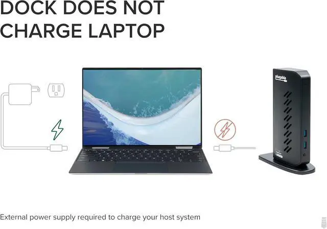 Alt view image 4 of 7 - Plugable Dual DisplayPort & HDMI Docking Station - USB 3.0 & USB-C Laptop Dock for Dual Monitors, DisplayLink, Mac (Driver Required), ChromeOS & Windows, Gigabit Ethernet and Audio (UD-6950Z)