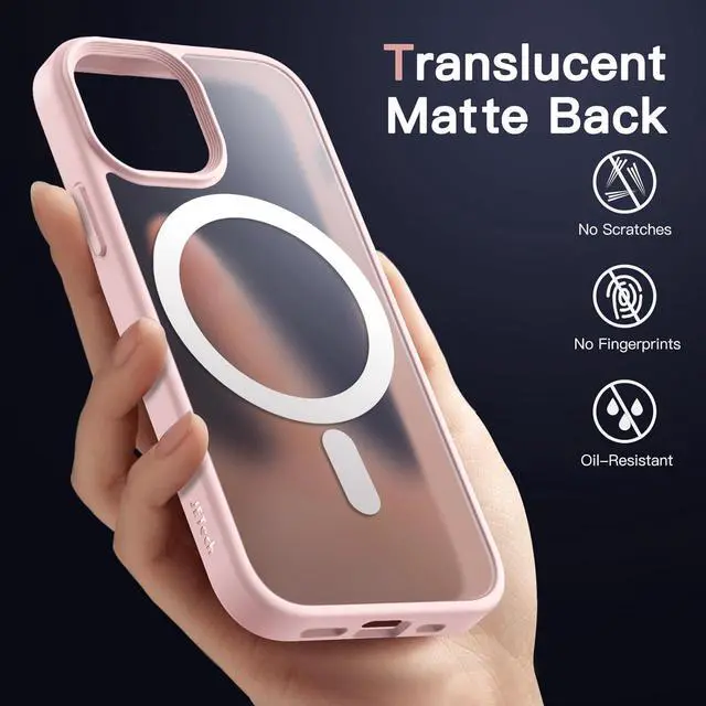Alt view image 4 of 6 - JETech Magnetic Case for iPhone 13 Mini 5.4-Inch Compatible with MagSafe, Translucent Matte Back Slim Shockproof Phone Cover (Pink)