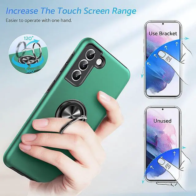 Alt view image 4 of 7 - Anqrp Hidden Series Galaxy S21+ Plus Case 5G,[No Fall-Off Kickstand] 360°Embedded Ring, 15Ft Military Grade Shockproof Protective Phone Case Designed for Samsung Galaxy S21 Plus 6.7 Inch, Green