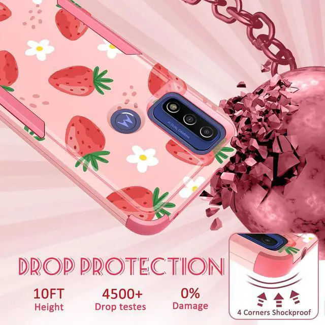 Alt view image 3 of 6 - for Motorola Moto G Pure/G Power 2022 Case/G Play 2023 Case,Women Girls Cute Strawberry Style Heavy Duty Military Grade Protctive Shockproof G Pure/G Power 2022/G Play 2023 Hard Phone Cases