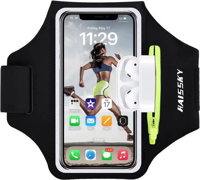 Main image of Cell Phone Running Armband with Zipper Pocket Armband Case Running Holder for iPhone 16 Pro Max/15/14 Pro Max/13/12 /11 Pro Max/XS/XR,Galaxy S20 S10,Sweatproof Arm Band with Card/Key Bag