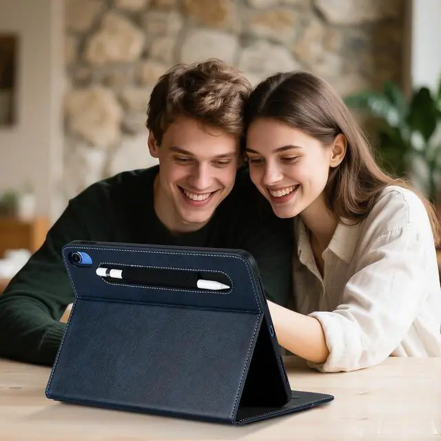 Alt view image 3 of 7 - HFcoupe for iPad Air 11 inch M3 / M2 Case (2025 & 2024), 10.9 Inch iPad Case 5th/4th Generation Air 2022 & 2020 with Pocket & Magnetic Clouser, Auto Wake/Sleep Stand Cover, Dark Blue