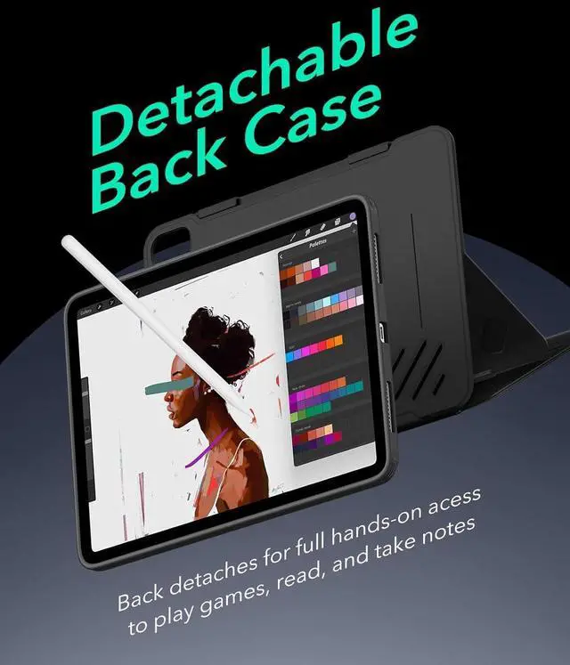 Alt view image 7 of 7 - ESR for iPad Air 13 Inch Case (2025/2024) M3/M2, Removable Magnetic Cover, Adjustable Portrait/Landscape Stand with Raised Screen View, 9 Standing Angles, Shift Series, Black