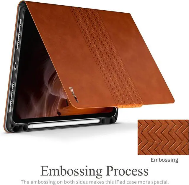 Alt view image 5 of 7 - auaua Case for iPad Pro 12.9 6th/5th/4th/3rd Generation 2022/2021/2020/2018, Slim Durable Leather Stand Cover with Pencil Holder, Auto Sleep/Wake (Brown)