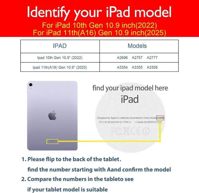 Alt view image 2 of 6 - for Ipad (A16) 11th Gen 11 inch 2025 and Ipad 10th Gen 10.9 inch Case 2022 Genuine Leather Cover Protective Shell,Auto Wake/Sleep.Black