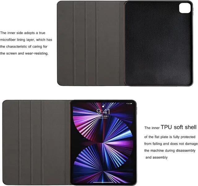 Alt view image 3 of 6 - for Ipad (A16) 11th Gen 11 inch 2025 and Ipad 10th Gen 10.9 inch Case 2022 Genuine Leather Cover Protective Shell,Auto Wake/Sleep.Black