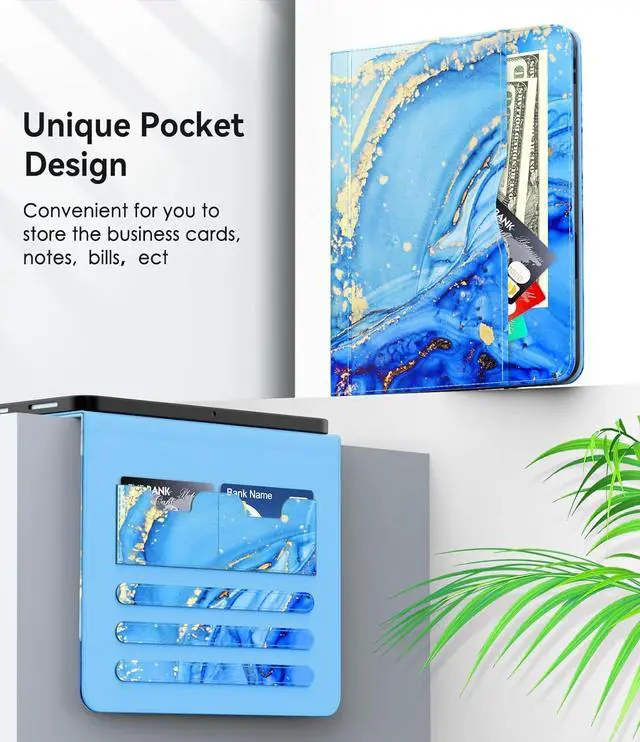 Alt view image 6 of 7 - Case for iPad Air 11-inch M3/ M2 (2025/2024), iPad Air 5th/ 4th Generation 10.9'' (2022/2020), iPad Pro 11 (4th/3rd/2nd/1st Gen), Multi-Angle Stand Cover with Pencil Holder, Marble Blue