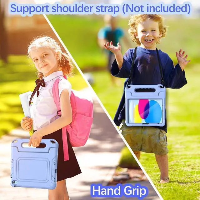 Alt view image 6 of 7 - YIHE Kids Case for iPad (A16) 11th Generation 11 Inch 2025 & iPad 10th Generation 10.9 inch 2022, with Built-in Screen Protector and Handle Stand, Full Body Shockproof Protective Cover, LightBlue