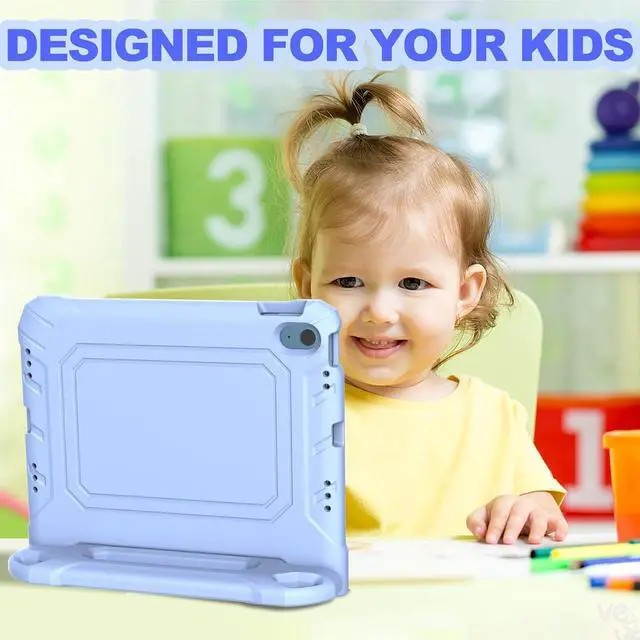 Alt view image 7 of 7 - YIHE Kids Case for iPad (A16) 11th Generation 11 Inch 2025 & iPad 10th Generation 10.9 inch 2022, with Built-in Screen Protector and Handle Stand, Full Body Shockproof Protective Cover, LightBlue