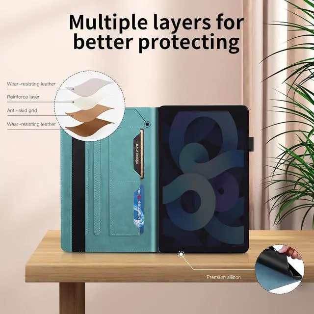 Alt view image 3 of 6 - Tablet case for ipad 11th Generation(2025 11 Inch), Unique Tree Design with Hidden Card Slots, Slim and Lightweight with Built-in Magnetic Auto Sleep, Precise Cutouts Compatible with ipad 10 Gen Blue