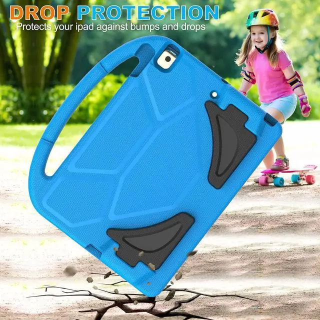 Alt view image 4 of 7 - Kids Case for iPad 10.2 & 10.5, iPad 9th/8th/7th Generation 10.2" 2021 2020 2019 Case with Screen Protector, iPad Air 3rd Gen/Pro 10.5 inch Protective Cover with Handle Stand, Blue