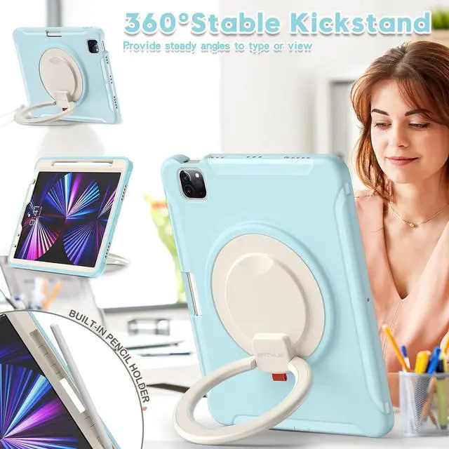 Alt view image 3 of 7 - BATYUE Case for iPad Air 11-inch M3 (2025) / M2 (2024), iPad Air 5th/4th 10.9 inch(2022/2020), iPad Pro 11" 4th/3rd/2nd/1st, Shockproof Cover with 360° Rotating Stand, Pencil Holder, Frozen