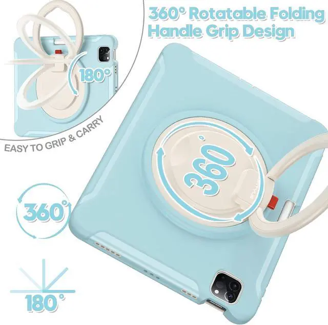 Alt view image 2 of 7 - BATYUE Case for iPad Air 11-inch M3 (2025) / M2 (2024), iPad Air 5th/4th 10.9 inch(2022/2020), iPad Pro 11" 4th/3rd/2nd/1st, Shockproof Cover with 360° Rotating Stand, Pencil Holder, Frozen