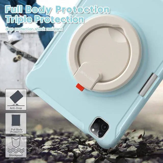 Alt view image 6 of 7 - BATYUE Case for iPad Air 11-inch M3 (2025) / M2 (2024), iPad Air 5th/4th 10.9 inch(2022/2020), iPad Pro 11" 4th/3rd/2nd/1st, Shockproof Cover with 360° Rotating Stand, Pencil Holder, Frozen