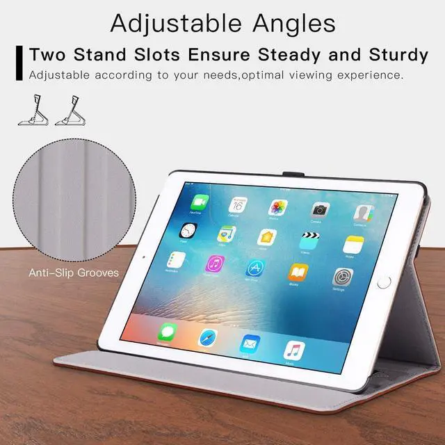 Alt view image 4 of 7 - ZtotopCases for iPad 6th/5th Generation 9.7 Inch 2018/2017 iPad Air 2 & 1 Case, Premium PU Leather Business Folding Cover with Auto Wake/Sleep, Multiple Viewing Angles for iPad Air 2nd/1st Gen, Brown