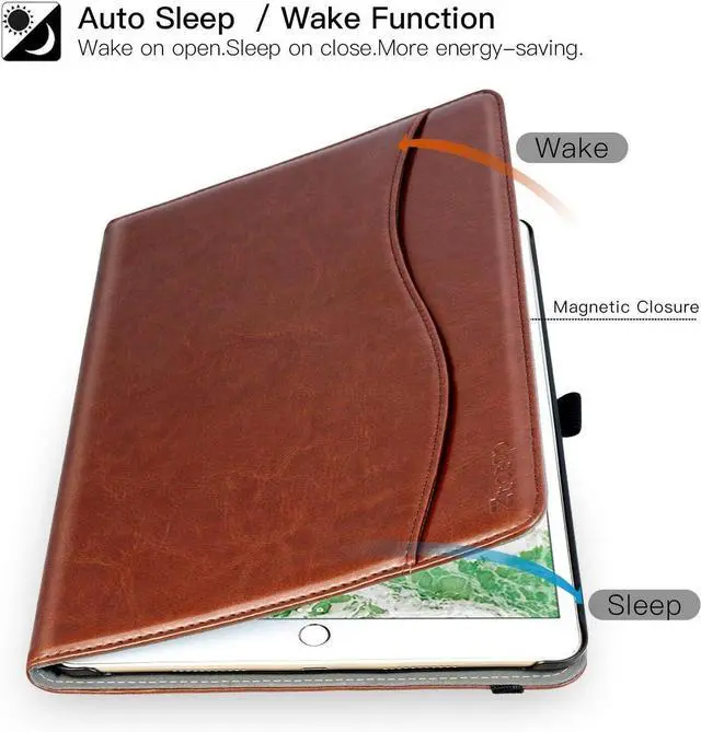 Alt view image 5 of 7 - ZtotopCases for iPad 6th/5th Generation 9.7 Inch 2018/2017 iPad Air 2 & 1 Case, Premium PU Leather Business Folding Cover with Auto Wake/Sleep, Multiple Viewing Angles for iPad Air 2nd/1st Gen, Brown