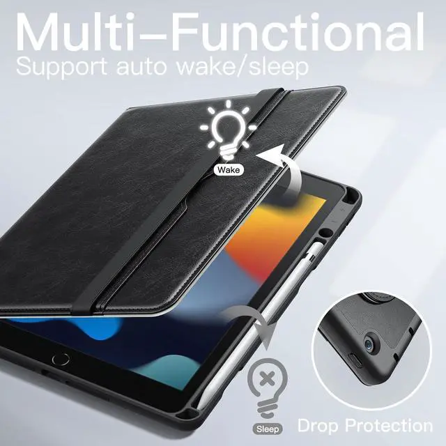 Alt view image 5 of 6 - JETech Rotating Case for iPad 9/8/7 (10.2-Inch, 2021/2020/2019 Model, 9th/8th/7th Generation) with Pencil Holder, 360 Degree Rotation PU Leather Folio Protective Cover (Black)