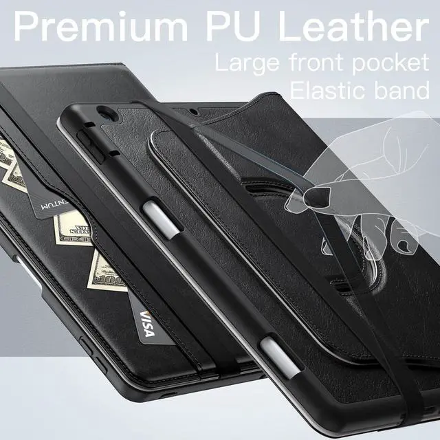 Alt view image 6 of 6 - JETech Rotating Case for iPad 9/8/7 (10.2-Inch, 2021/2020/2019 Model, 9th/8th/7th Generation) with Pencil Holder, 360 Degree Rotation PU Leather Folio Protective Cover (Black)