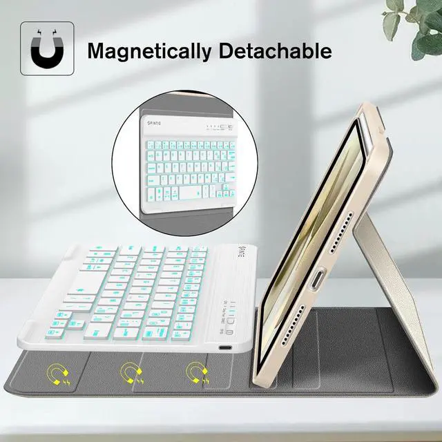 Alt view image 2 of 7 - FINTIE Keyboard Case for iPad mini (A17 Pro) 7th Generation 2024 / iPad mini 6th Gen 8.3 Inch, Soft TPU Back Cover with Magnetically Detachable Wireless Bluetooth Keyboard, Backlight/Starlight