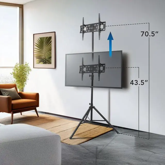 Alt view image 7 of 7 - Mount-It! Tripod TV Stand  Portable TV Tripod for Flat Screens 32-70 Inch  Indoor/Outdoor Height Adjustable Stand, VESA 200x200 to 600x400, for LCD, LED, OLED, Curved TVs, Holds up to 77lbs