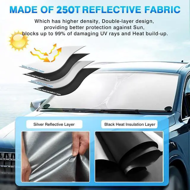 Alt view image 4 of 6 - KUST Windshield Sun Shade for Toyota RAV4 2019-2021 2022 2023 2024 2025 Window Accessories Shade Sun Visor Cover Foldable Block UV Rays