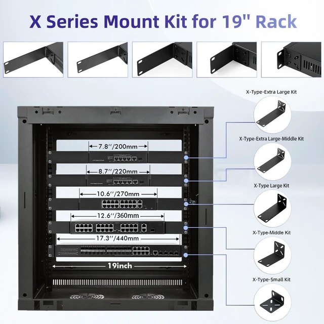 Alt view image 3 of 7 - Rack Mount Kit for 12.6 inch Switches, Adjustable Rack Ears for Netgear, Cisco, D-Link, TRENDnet and Dell Products, Mount 12.6" Wide to 19" Equipment, Adjustable Hole Distance 14-30mm