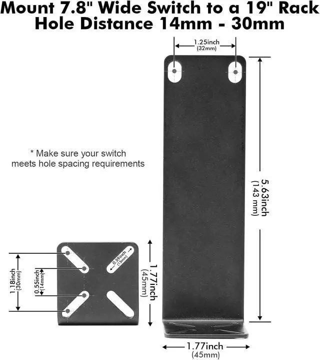 Alt view image 2 of 7 - MokerLink Rack Mount Kit for 7.9 inch Switches, Adjustable Hole Distance 14-30mm, Mount a 7.9 Wide to a 19 Equipment Rack, Compatible for Netgear, Cisco, HP, TRENDnet, D-Link 7.9 inch Products (XL)
