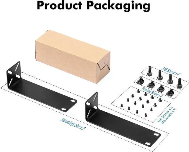 Alt view image 4 of 7 - MokerLink Rack Mount Kit for 7.9 inch Switches, Adjustable Hole Distance 14-30mm, Mount a 7.9 Wide to a 19 Equipment Rack, Compatible for Netgear, Cisco, HP, TRENDnet, D-Link 7.9 inch Products (XL)