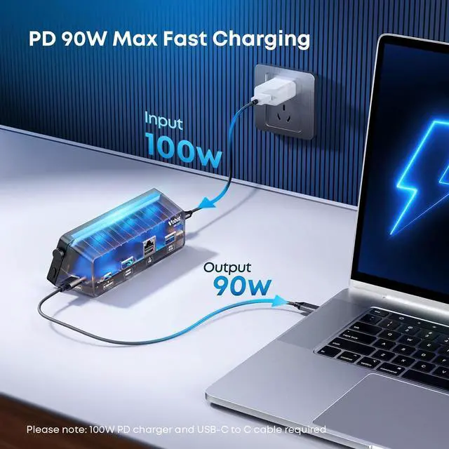 Alt view image 4 of 7 - Laptop Docking Station 7-in-1 USB C Docking Station with Screen Multiple Built-in Apps USB C Dock with HDMI 4K@60Hz 90W Max Power Delivery 1 Gbps Ethernet Multiport Adapter for /HP/MacBook