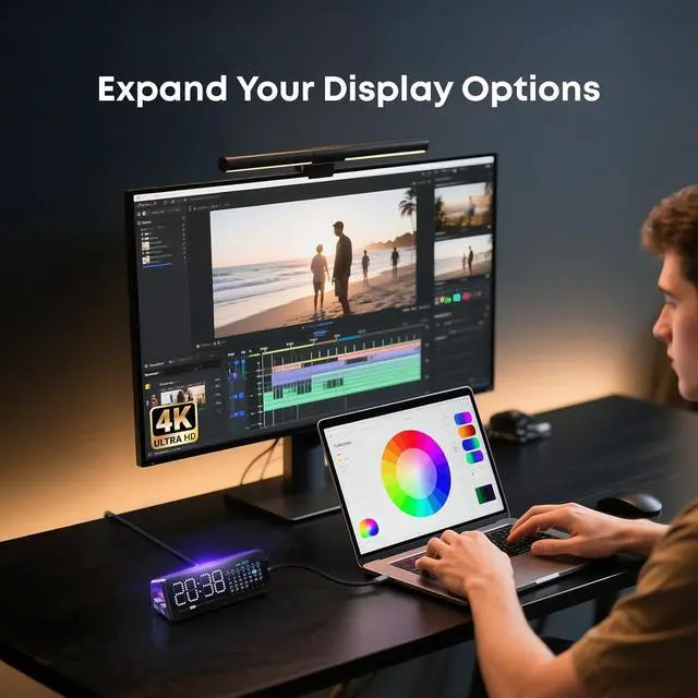 Alt view image 5 of 7 - Laptop Docking Station 7-in-1 USB C Docking Station with Screen Multiple Built-in Apps USB C Dock with HDMI 4K@60Hz 90W Max Power Delivery 1 Gbps Ethernet Multiport Adapter for /HP/MacBook