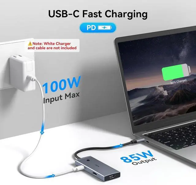 Alt view image 7 of 7 - HODO Docking Station to Dual HDMI Monitors Adapter USB C to Dual HDMI Adapter 4K 60 Hz for Laptops Docking Station Dual Monitor with PD 3 USB Port Button Compatible for HP Elitebook Dell XPS 13 15 etc