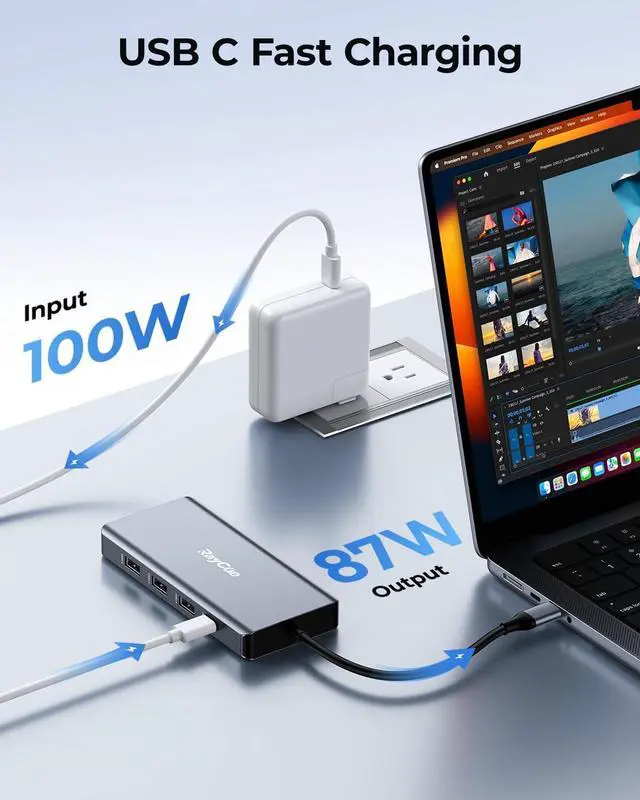Alt view image 5 of 6 - USB C Docking Station Dual Monitor Adapter, Laptop Docking Station 3 Monitors Quadruple Display USB C Hub Dongle to 4K HDMI+DP+VGA