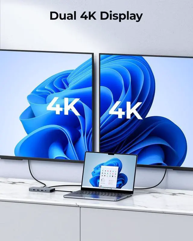 Alt view image 6 of 6 - USB C Docking Station Dual Monitor Adapter, Laptop Docking Station 3 Monitors Quadruple Display USB C Hub Dongle to 4K HDMI+DP+VGA