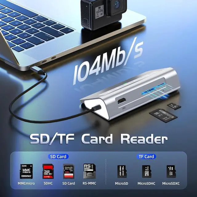 Alt view image 6 of 7 - USB C Hub 10Gbps, 9-in-1 USB 3.2 Hub with 4K@60Hz HDMI, Type-C 3.2, 2 USB-A 3.2, 2 USB-A 2.0, PD 100W, SD/TF Slot, Aluminum USB Hub for Laptop, iPhone 16/15 Series, MacBook Air/Pro and More
