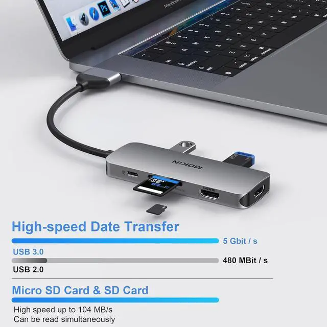 Alt view image 5 of 7 - Docking Station for MacBook Pro Air, Mac Docking Station Dual Monitor, MacBook Pro/Air Dock with Dual HDMI(4K @60Hz), 3 USB3.0,SD TF Card Reader and 100W PD MacBook USB C Hub