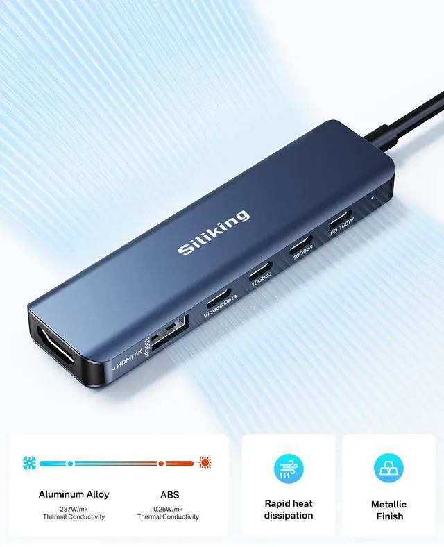 Alt view image 6 of 7 - USB-C Docking Station Dual Monitor 4K@60Hz HDMI+USB-C Video Output Port,10G USB A/C,100W PD, USB C Splitter Adapter, USBC to HDMI Dual Monitor for Windows/MacOS,MacBook air