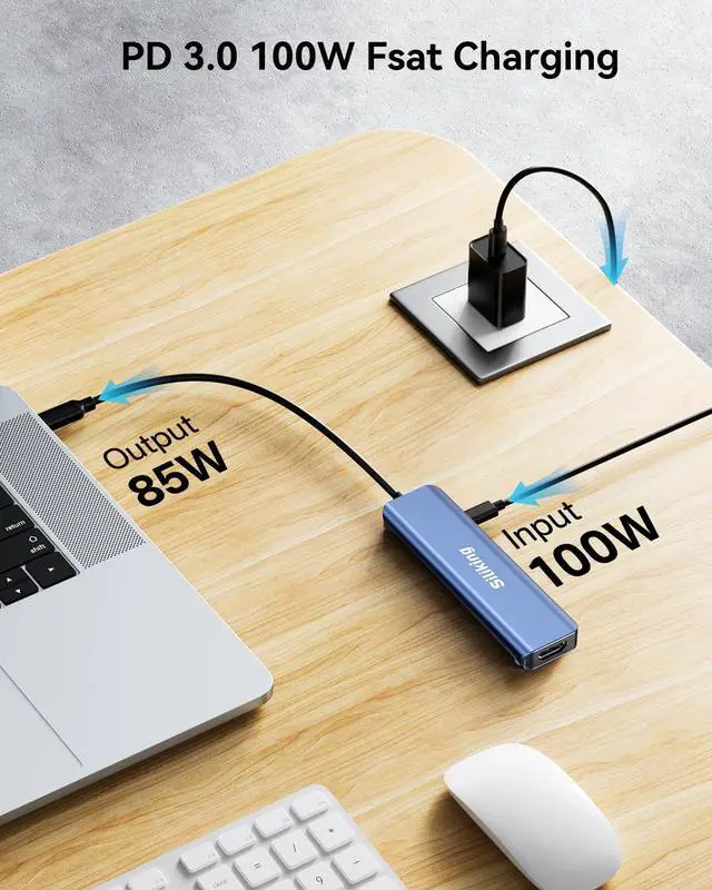 Alt view image 7 of 7 - USB-C Docking Station Dual Monitor 4K@60Hz HDMI+USB-C Video Output Port,10G USB A/C,100W PD, USB C Splitter Adapter, USBC to HDMI Dual Monitor for Windows/MacOS,MacBook air