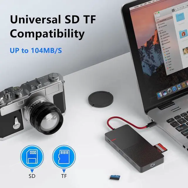 Alt view image 7 of 7 - USB C Docking Station Dual Monitor, 11-in-1 USB C to HDMI Multiport Adapter with VGA,100W PD Charging (2USB 3.0/2USB 2.0) Ethernet, RJ45 TF/SD Card Reader for MacBook IPad Pro  Hp