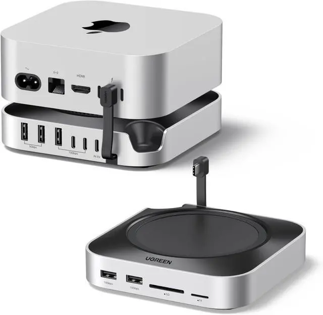 Main image of UGREEN Mac mini M4 Dock & Stand with NVMe SSD Enclosure, 3 USB A 10Gbps, USB C Data Port, SD Card Reader for Mac mini M4/ M4 Pro