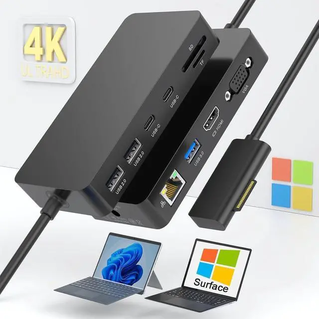 Main image of Surface Pro Docking Station, 11 in 1 Microsoft Surface Dock Triple Displays 4K@60HZ HDMI+VGA, Surface Dock for Microsoft Surface Pro 11/10/9/8/X/7/6/5/4,Surface Laptop go/7/6/5/4 /3/2, Surface Book